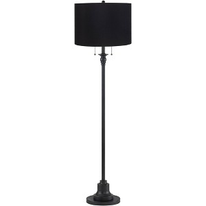 360 Lighting Dyna 58" High Black and Black Hardback Shade 2-Light Floor Lamp - 1 of 4