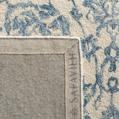 Elegant Ivory Floral Hand-Tufted Wool Runner Rug