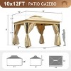 Patio Gazebo with Vented Double Roof and Netting,Outdoor Canopy with Curtains,Patio Canopy for Shade and Rainfor Garden or Deck-Coolbibila - 4 of 4
