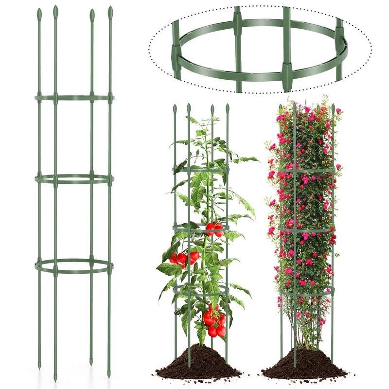 Costway 2-Pack Garden Trellis 56" Plant Support & Tomato Cages with Adjustable Height, 1 of 11