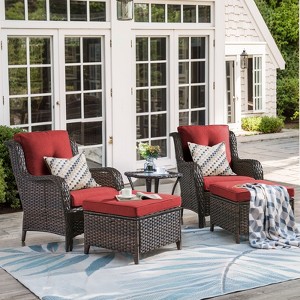 Gymojoy Outdoor Patio Chair Table with Ottoman High Back Club Chair - 1 of 4