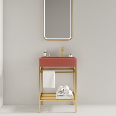 NicBex Bathroom Vanity with Basin,Bathroom Sink Vanity with Open Metal Leg and Shelves,24 inch Bathroom Sink Cabinet for Bathroom