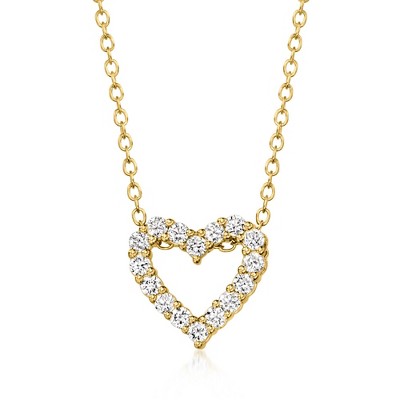 Ross-Simons 0.25 ct. t.w. Lab-Grown Diamond Heart Pendant Necklace in 18kt Gold Over Sterling