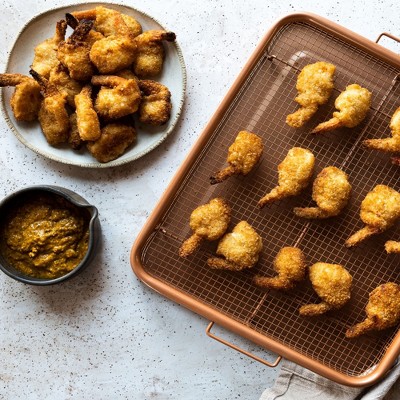 Gotham Steel Copper Nonstick Air Fryer Crisper Tray Set