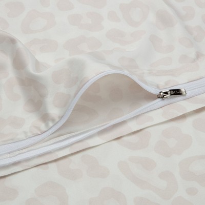 Cream Leopard Print Twin Rayon Polyester Duvet Cover Set