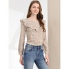 INSPIRE CHIC Women's Floral Printed Top Long Sleeve Round Neck Ruffle Collar Blouse - 3 of 4
