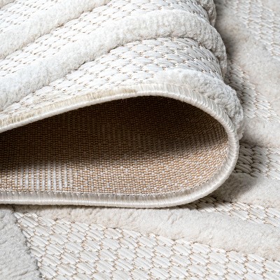 Ivory Geometric Flat Woven Synthetic Rectangular Rug