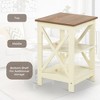 Captiva Designs Farmhouse End Table Set of 2, 3-Tier Rustic Side Tables with X-Shape Design, Wooden Nightstands for Living Room or Bedroom - 4 of 4