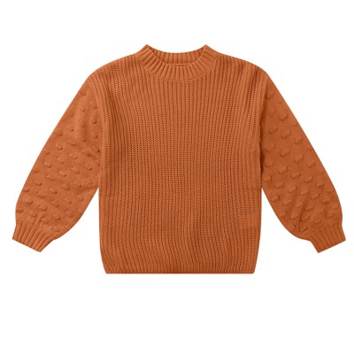 Girls Pullover Sweater Cable Knit Soft Comfy Sweater for Girls Crew Neck Sweater Puff Sleeve Ribbed Knit Cuff