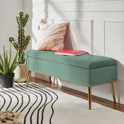 Hippolytus Storage Bench with Nailhead Trim and Button-tufted for Bedroom| ART OF LIVING DESIGNS