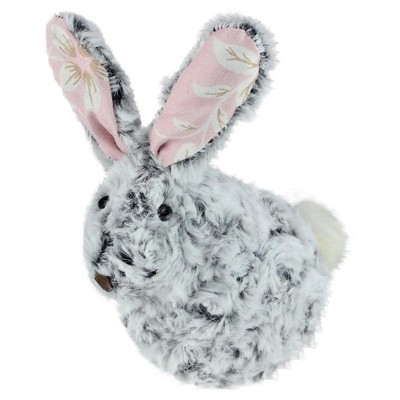 Northlight 6.5" Plush Floral Eared Bunny Easter Rabbit Spring Figure - Gray/Pink