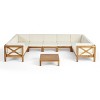 Christopher Knight Home Dominic 8 piece Outdoor Acacia Wood U-shaped Sectional Seating Set with Cushions - 2 of 4