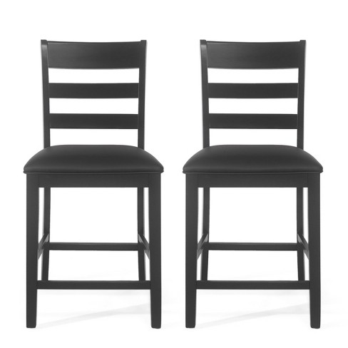 Windsor Leather Bar Stool (Set of 2) Black Frame, Bar Stool Home