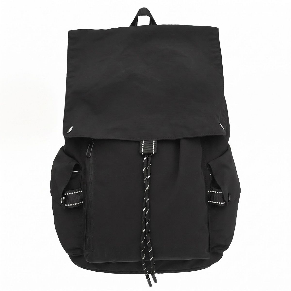 Alilang Canvas Flap Backpack with Drawstring Closure Side Pockets and Adjustable Shoulder Straps