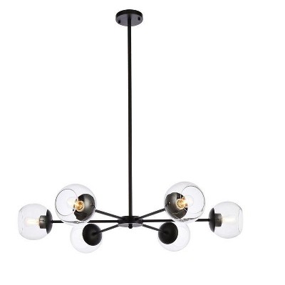 Elegant Lighting Briggs 36 inch pendant in black with clear shade
