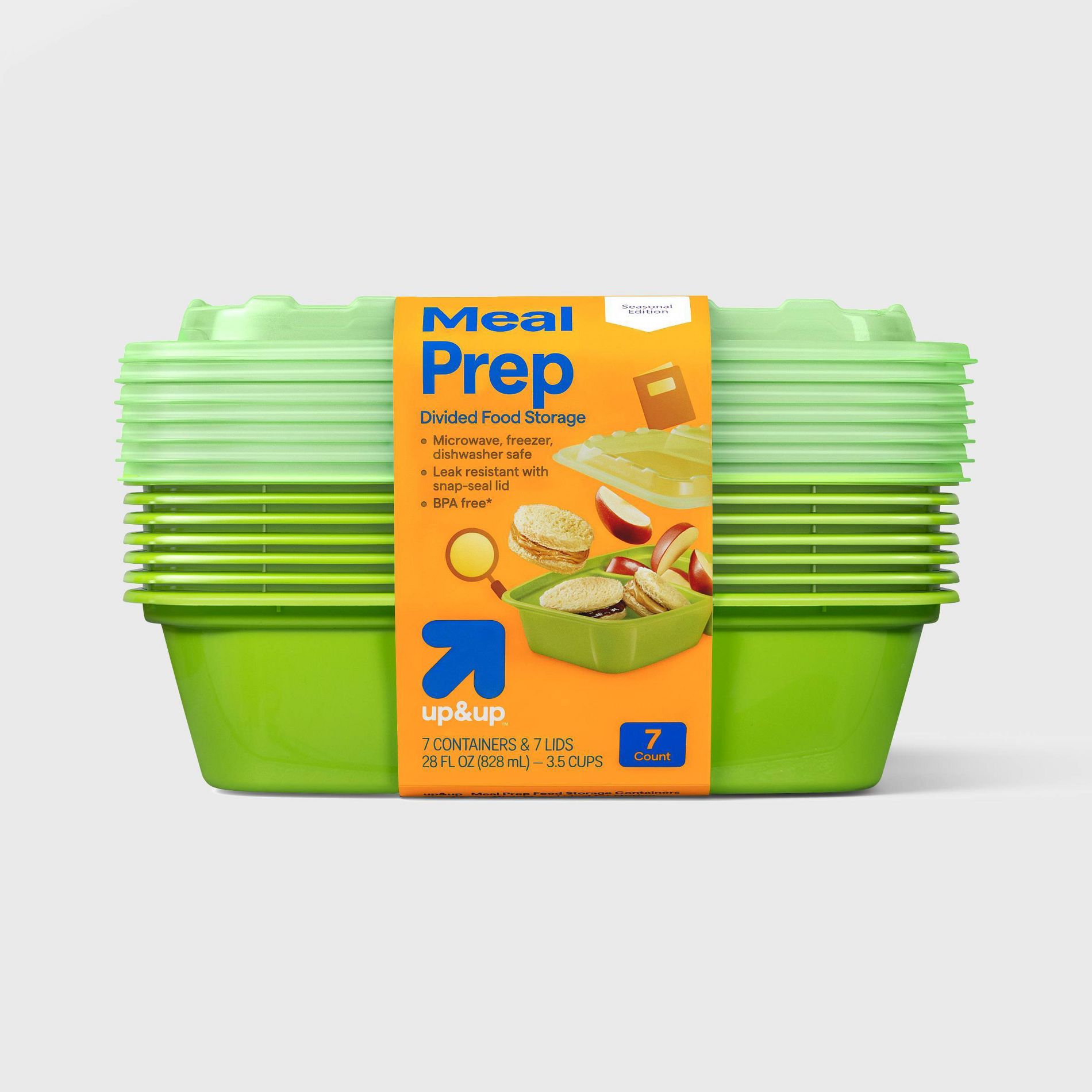 Food Storage Containers Divided Rectangle - 28oz/7pk - Green - up&up™