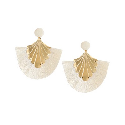 SOHI Women's Off-White Aloha Drop Earrings
