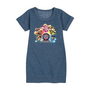 - Paw Patrol - Mighty Movie Character Group Graphic Short Sleeve Fleece Dress - 1 of 4