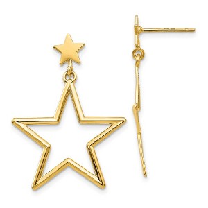 Black Bow Jewelry 23mm Open Star Dangle Post Earrings in 14k Yellow Gold - 1 of 4