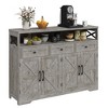 Farmhouse Buffet Cabinet with Drawers & Open Shelf, Sideboard Storage Cabinet - 2 of 4