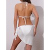 INSPIRE CHIC Women's Shell Decoration Herringbone Bikini Sets, 3 Piece Halter Top Tie Side Triangle Bottom with Cover Up Skirt - 3 of 4