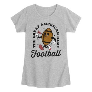 Girls' - Instant Message - Vintage Football Mascot Fitted Short Sleeve Graphic T-Shirt - 1 of 4