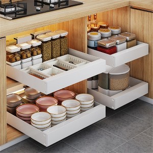 Pull-Out Type Cabinet Organizer, Punching-free Seasoning Dish And Bowl Storage Shelf Under Cabinet, Heavy Duty Storage Home Kitchen Supplies - 1 of 4