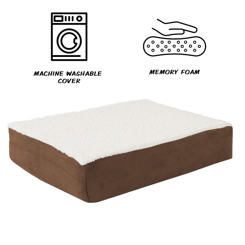 Orthopedic Dog Bed - 2-Layer Memory Foam Crate Mat with Machine Washable Cover - 20x15 Pet Bed for Small Dogs Up to 20lbs by PETMAKER (Brown), 3 of 8