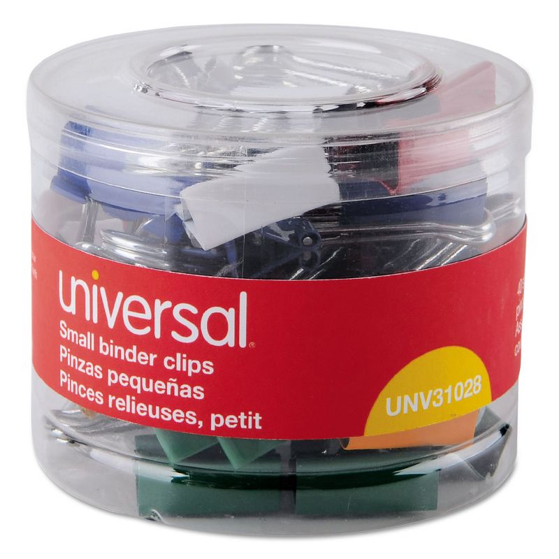 UNIVERSAL Small Binder Clips 3/8" Capacity 3/4" Wide Assorted Colors 40/Pack 31028, 3 of 7