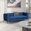 NicBex 85.5 Inch 3 Seater Sofa Couch,Modern Upholstered Velvet Sofa with Button Tufted Back and Sturdy Metal Legs for Living Room,Blue - 2 of 4