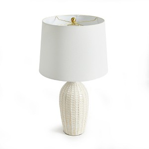 Plum & Post 24.5" Nadia 100W White Modern Premium Ceramic Lamp w/ Fabric Shade - 1 of 4