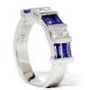 Pompeii3 1 1/2ct Princess Cut Diamond & Blue Sapphire 14K White Gold Ring - 2 of 4