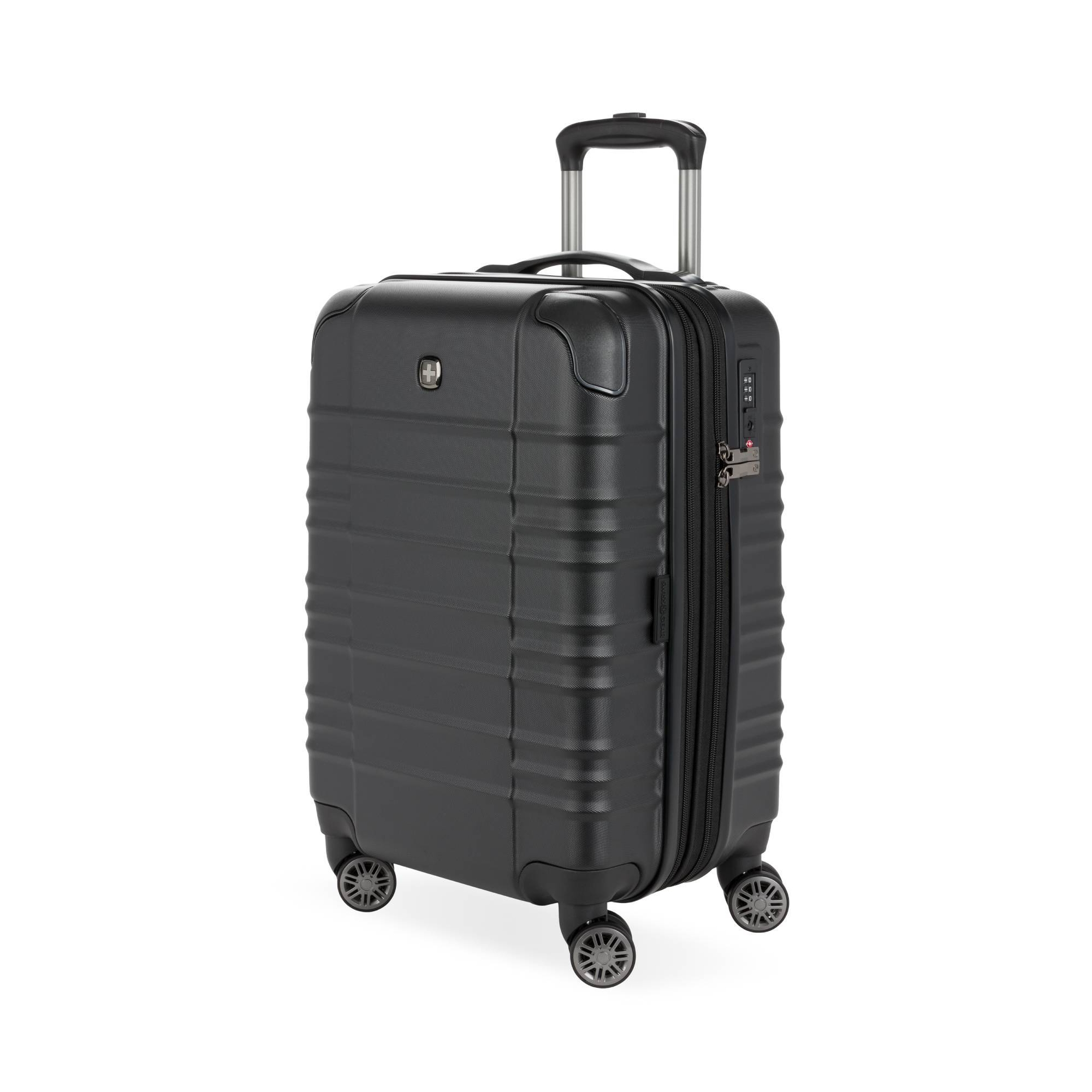 SWISSGEAR Cascade II Hardside Carry On Spinner Suitcase - Black: 8-Wheel, Telescoping Handle, Tear-Resistant