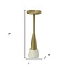 HomeRoots 24" Gold and White Metal Round Pedestal End Table - 3 of 4