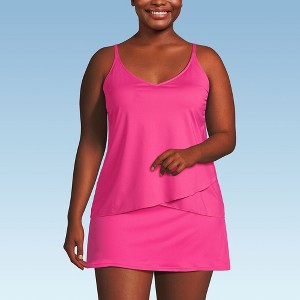 Lands' End Lands' End Women's Plus Size DD-Cup Chlorine Resistant V-Neck Tulip Hem Tankini Swimsuit Top - 1 of 4