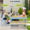 2 in 1 Outdoor Wood Mud Kitchen for Kids, Wooden Play Kitchen w/Picnic Table, Removable Sink & Faucet, Toddler Playset for for Children Ages 3+ - 2 of 4