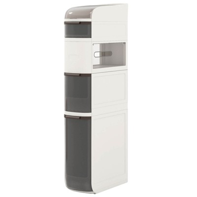 Costway 5-Tier Narrow Bathroom Storage Cabinet with Drawers Tissue Box Wheels for Kitchen