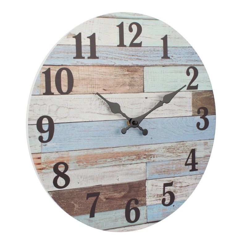 Coastal Worn Wood Wall Clock Blue/White - Stonebriar Collection, 3 of 9