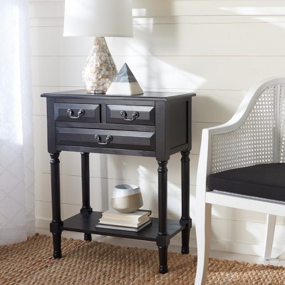 Primrose Black Wood and Metal 3-Drawer Console Table