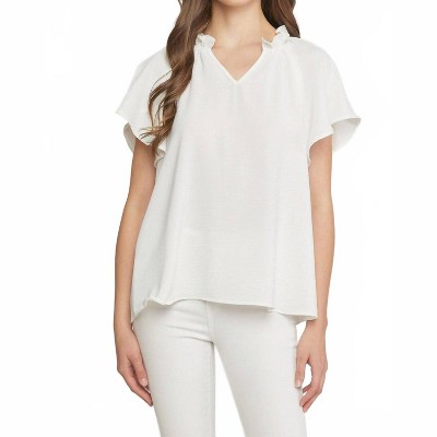 Women's Ruffled Flutter Sleeve Blouse - entro