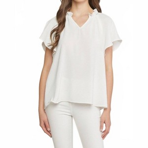 Women's Ruffled Flutter Sleeve Blouse - entro - 1 of 4