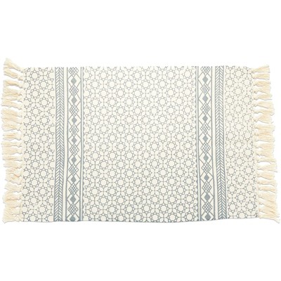 2'x3' Rectangle Woven Geometric Cotton Area Rug Beige - Juvale