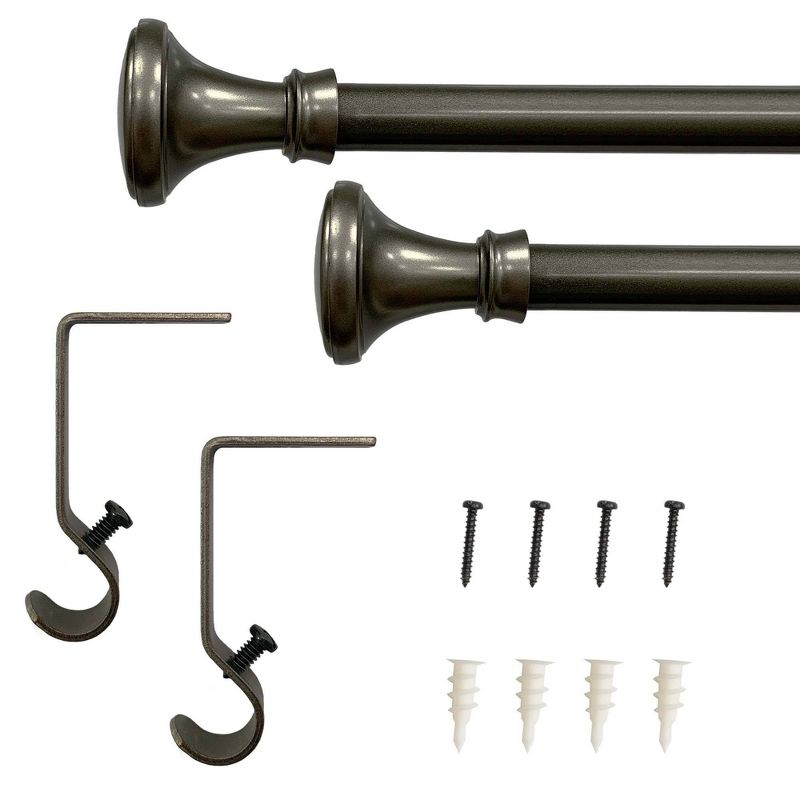 28&#34;x48&#34; Drapery Single Rod Set Finials Modern Pewter Trumpet - Lumi Home Furnishings, 6 of 7