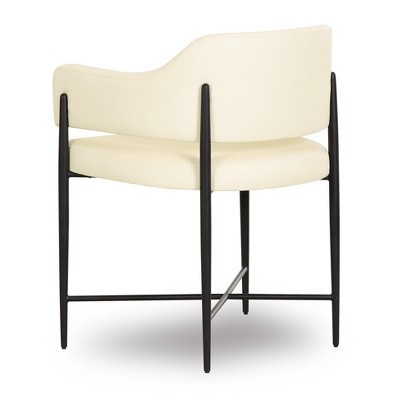 Sezanne Cream Faux Leather Arm Chair with Black Metal Frame