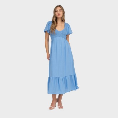 August Sky Women's Smocked Empire Waist Midi Dress