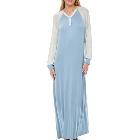 Adr Women's Raglan Sleep Shirt With Pockets, Long Sleeve Nightshirt,  Lightweight Nightgown Faded Denim X Large : Target