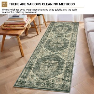 Washable Living Room Area Rug Large Vintage Printed Accent Carpet Non Shedding Oriental Distressed Floor Cover Foldable Indoor Mat - 1 of 4