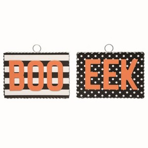 Transpac Wood 9.5 in. Multicolor Halloween Corrugated Frame Decor Set of 2 - 1 of 2
