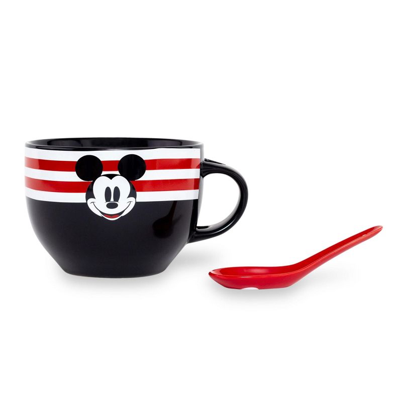 Silver Buffalo Disney Mickey Mouse Red-Striped Ceramic Soup Mug With Spoon | Holds 24 Ounces, 3 of 7