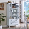 71" Tall Bookcase Set of 2 with Glass Doors, Farmhouse 3Tier Book Shelf with 2 Drawer, Arc Wood Bookshelf with Storage Cabinet - 3 of 4